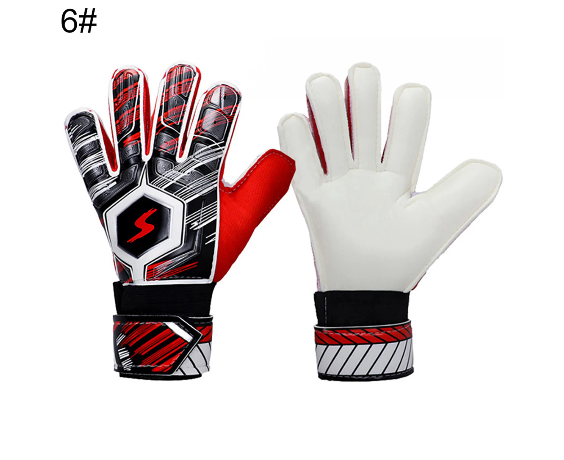 Adult Kids Football Soccer Goalkeeper Goalie Full Finger Hand Protection Gloves Red