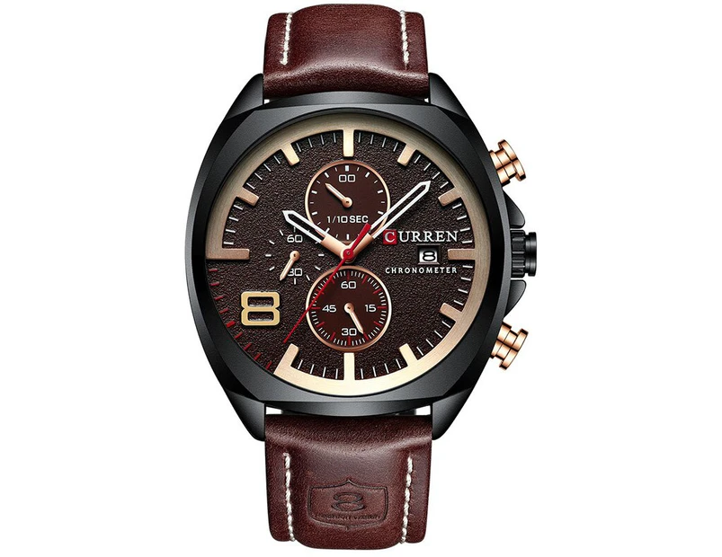 CURREN Top Brand Men's Military Sport Watch Men Leather Chronograph Quartz Wristwatch Calendar Male Clock Relogio Masculino