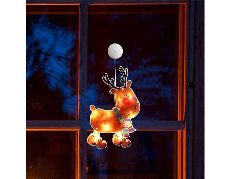 Bestier Lighted Window Ornament for Christmas Bettery Operated with Suction Cup-Elk