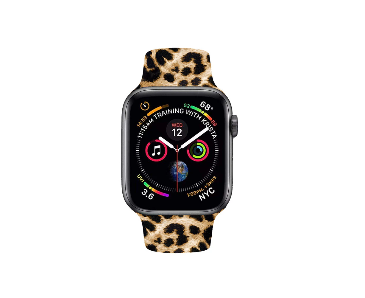 RITCHE Color Printing Silicone Watch Band For Apple Watch (Coffee Leopard)