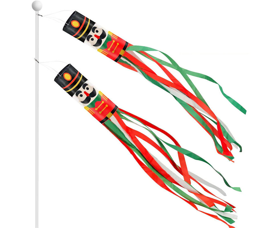 Bestier 2 Pcs Nutcrackers Windsock Flags Christmas Decoration for Yard Patio