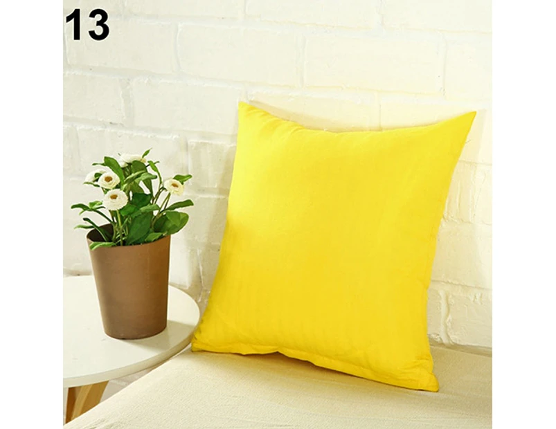 Fashion Simple Solid Color Throw Cushion Square Cover Pillow Case Home Decor-Yellow