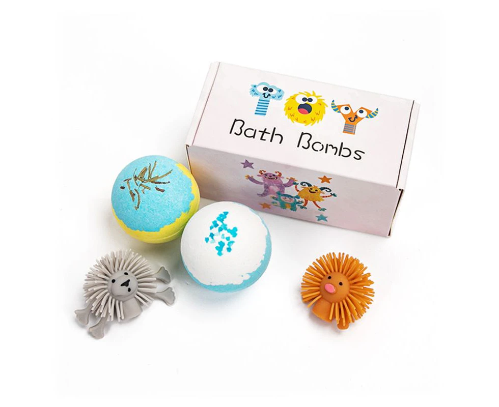 2x Bath Bombs for Kids with Toys Inside Handmade Bubble Fizzies Spa Birthday Christmas Day Easter Eggs Gift Set