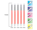 5PCS Double-headed Silicone Dot Flower Pen Way Ball Styluses Dotting Tool Silicone Shaper Brushes Pen - Red
