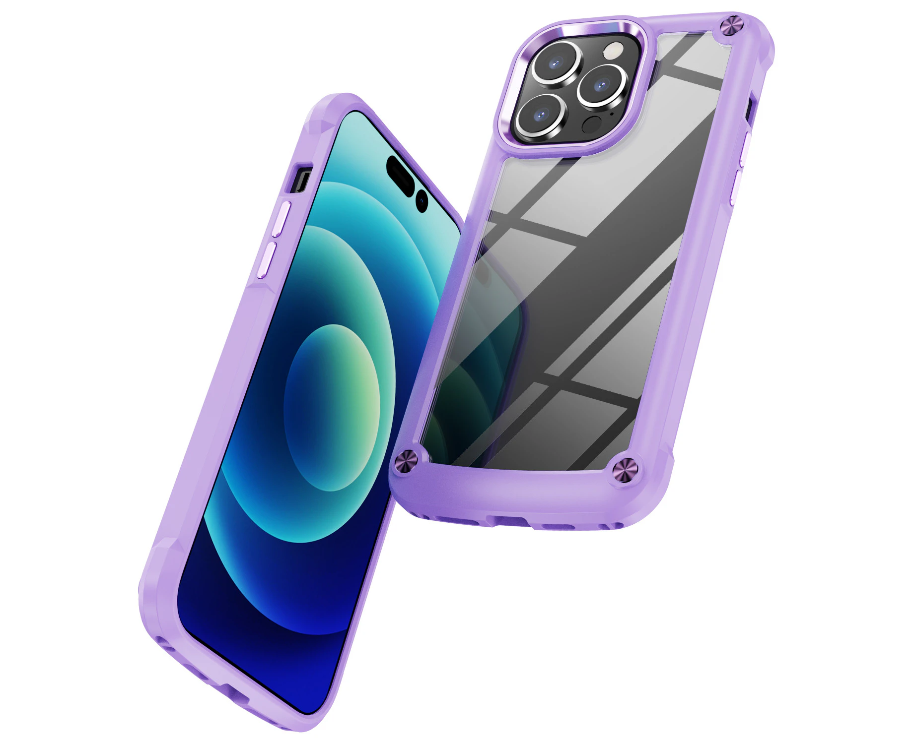 360°Full Body Case Shockproof Soft TPU Bumper Case for  iphone14 Pro Max-Purple