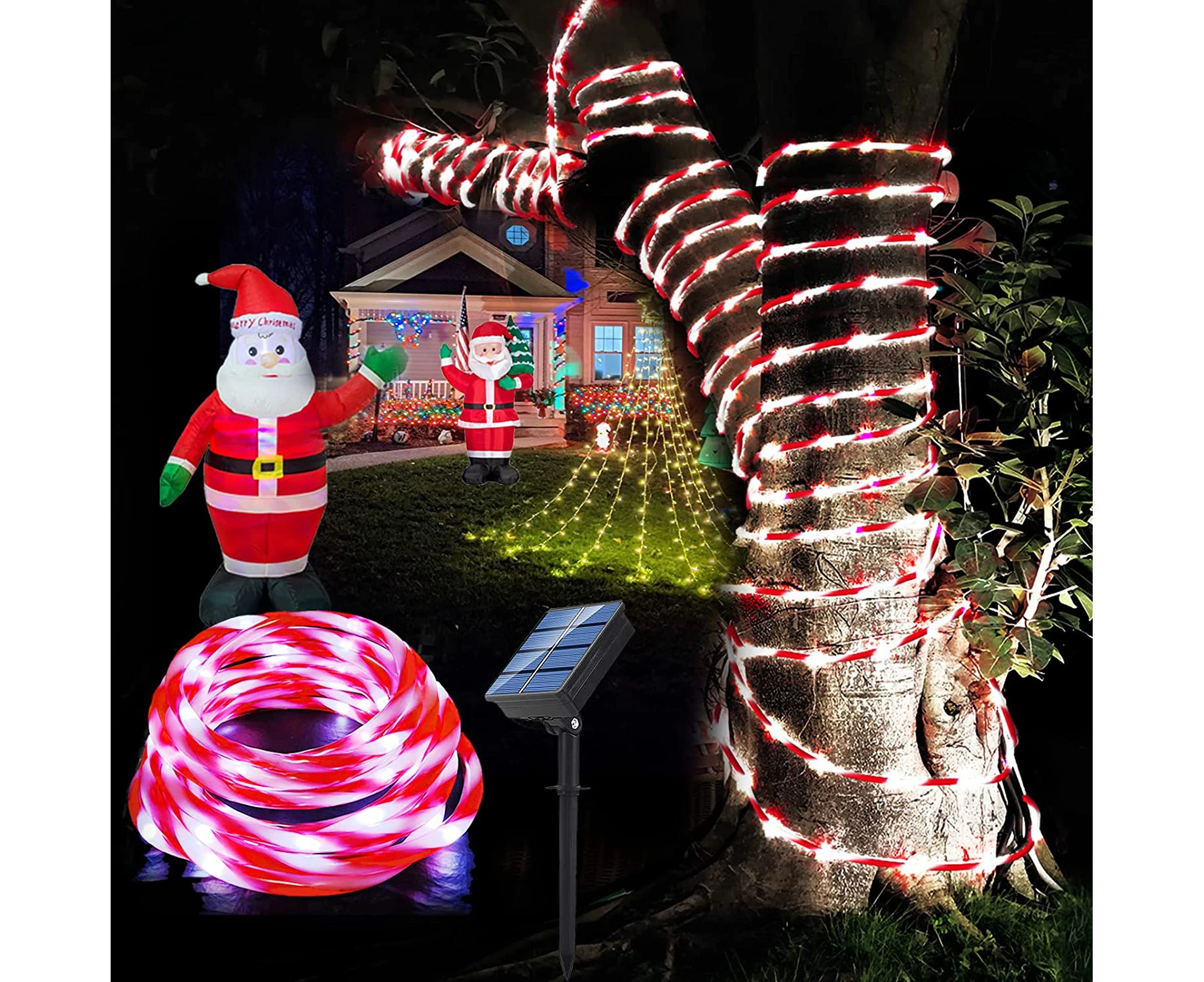 Solar outdoor Rope Lights 33ft 100LED Candy-color Waterproof Twinkle Lights for Wedding Patio Garden Christmas