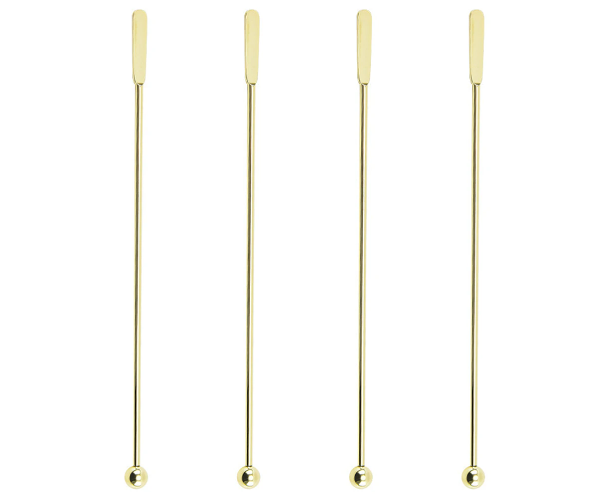 4pcs 304 stainless steel bar tool bar mixing stick cocktail shaker milk tea coffee juice stirring stick - Gold