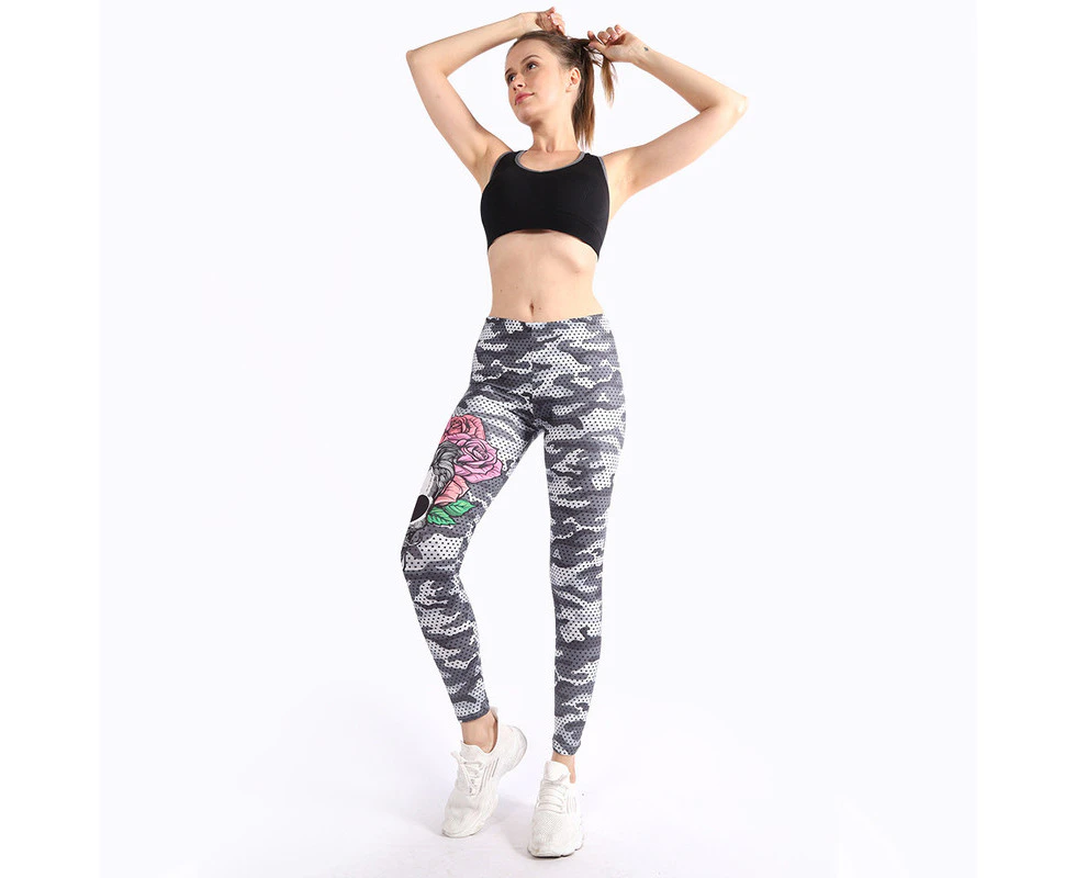 Women Tummy Control Graphic 3D Print Leggings Fitness Yoga Pants Push Up colourful Gym Slim lga52116 Skinny Trousers - Multi