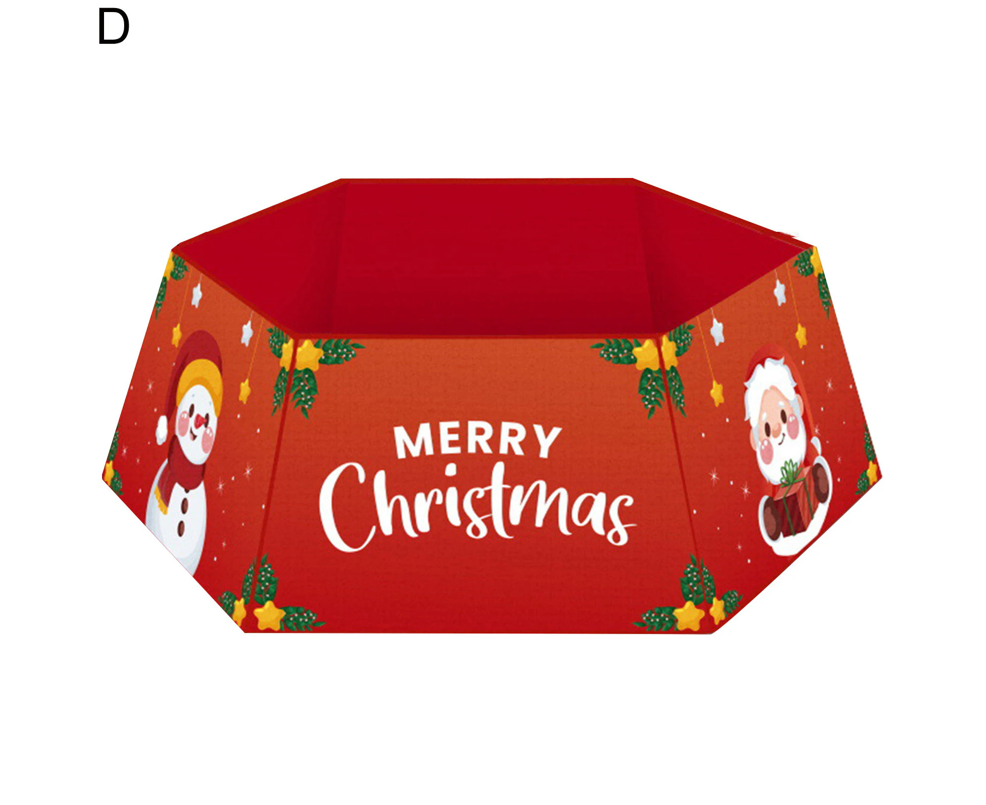 Christmas Tree Collar Cute Santa Claus Snowman Letter Printed Box Decorative Props Plush Desktop Tree Foot Box Christmas Decoration Party Supplies - D