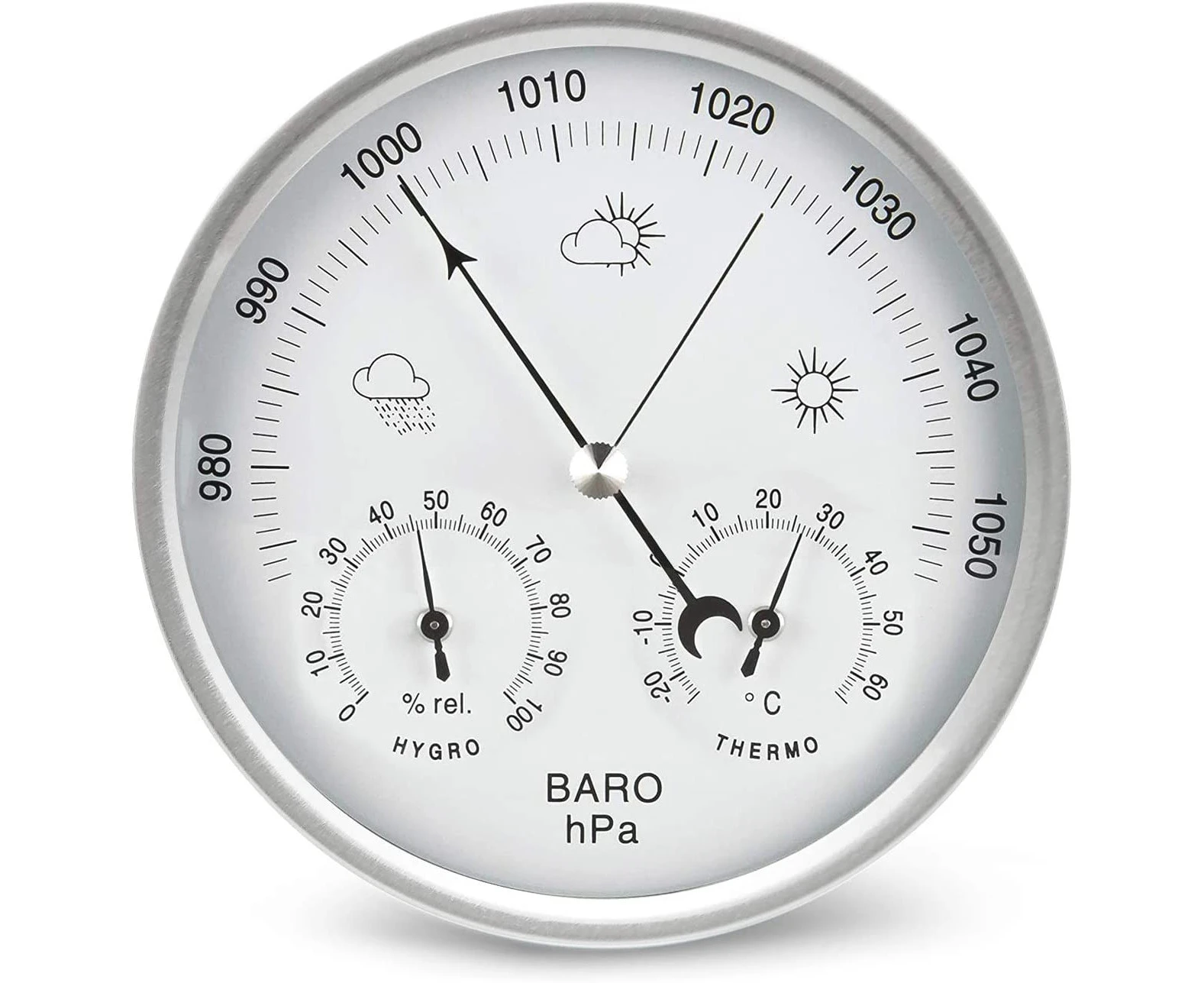 Weather Station Analogue Dial Barometer With Thermometer Hygrometer Air Pressure Measurements Simpli