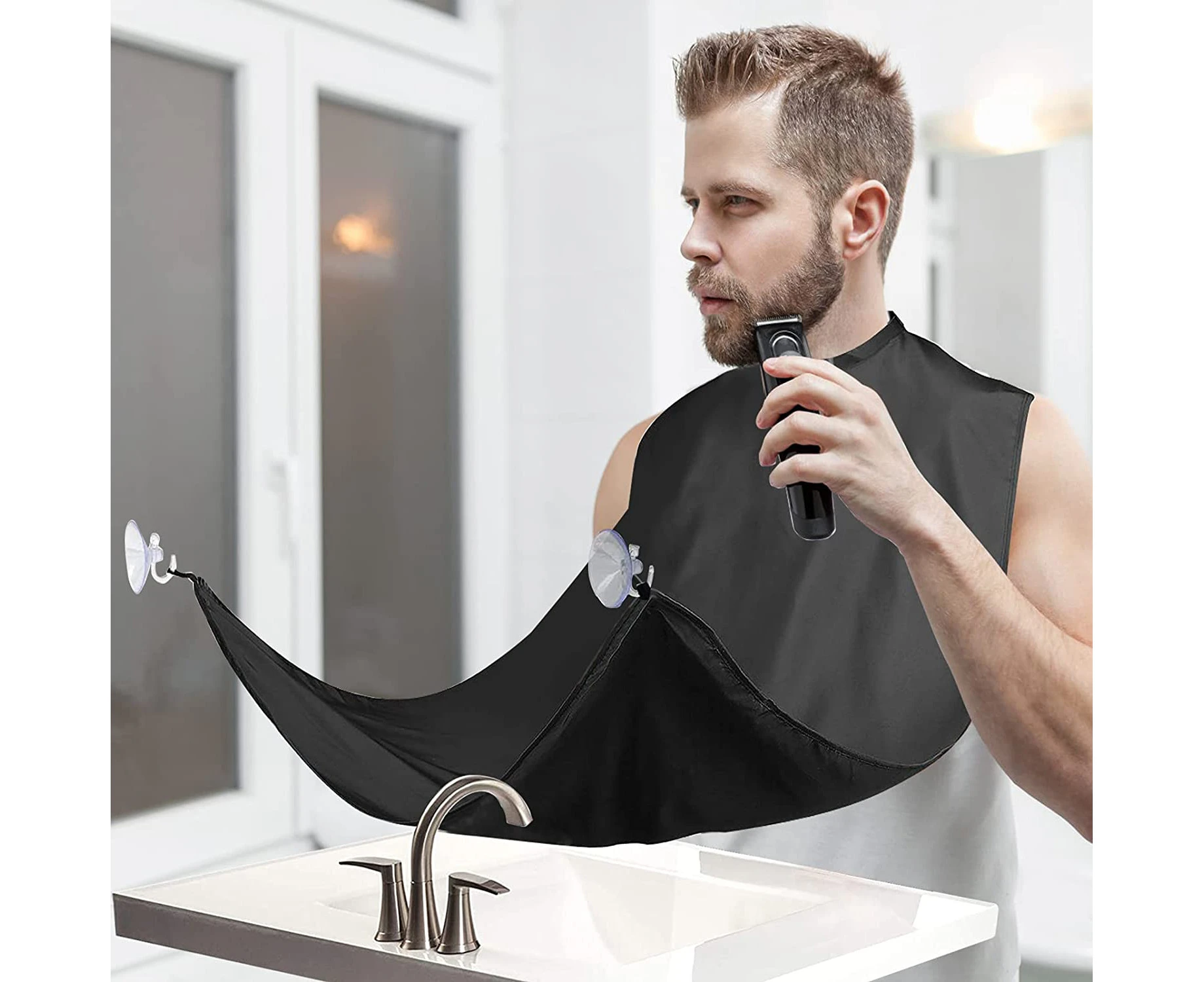 Gifts for Dad/Men from Daughter Son,Beard Bib Apron Beard Catcher,with 2 Suction Cups Gifts, Wai cloth