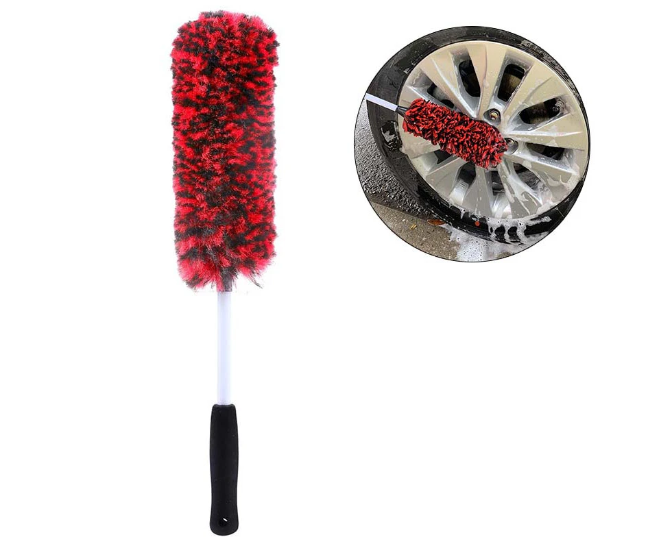 Adore Metal Free Wheel Cleaner Brush Highly Absorbent Tire Brush for Cleaning Tires and Rims-Red