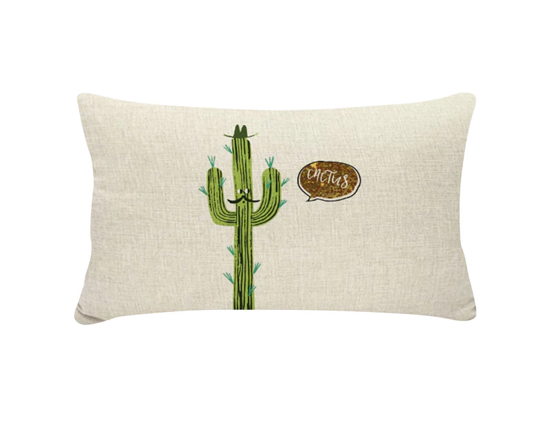 30cm x 50cm Pillow Case Washmachine Washable Multi-purpose Polyester Cactus Printing Cushion Cover for Daily Life