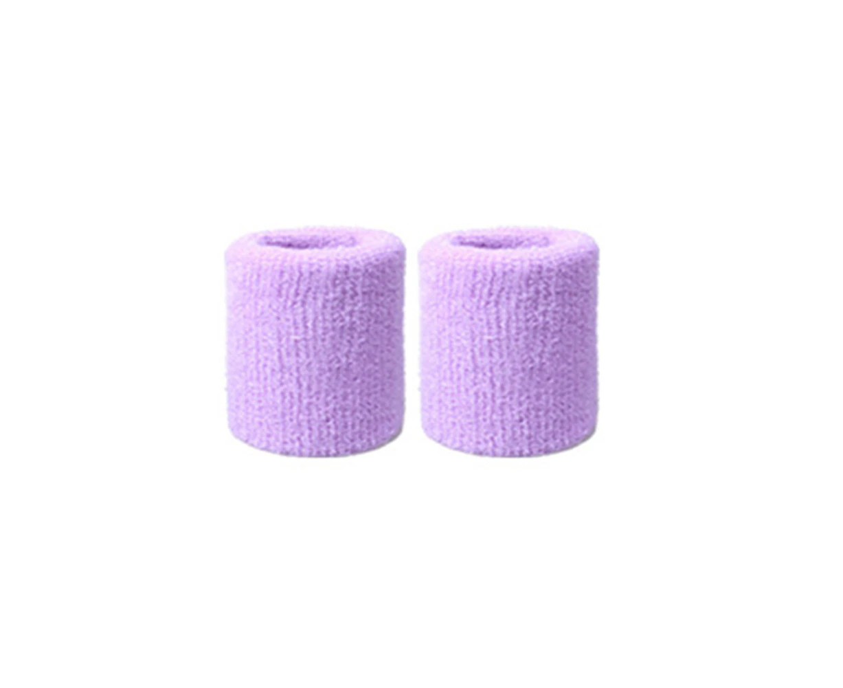 2Pcs Wristbands Absorb Sweat Towel Wrist Protector for Badminton Tennis Sport Purple