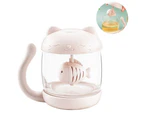 Creative Cute Animal Glass Cup Tea Mug With Fish Tea Infuser Tea Separation Strainer Filter with Handle-style 1