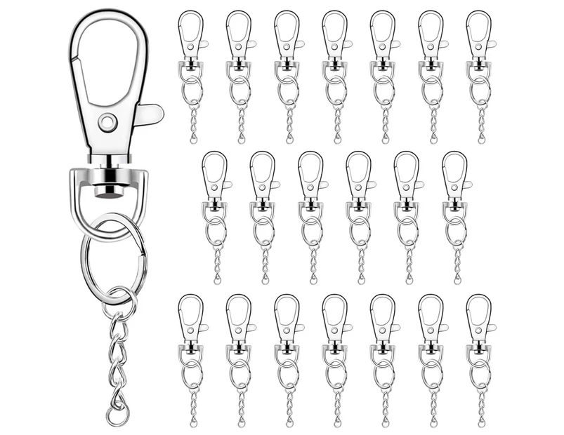 20pcs Swivel Lobster Clasp Clips Hook Alloy Key Ring Split Keychain Durable