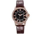 Fashion Women Sports Luxury Bracelet Quartz Watches For Ladies Leather Belt Watch Ladies Sports Dress Wrist Watch Clock Gift - Brown