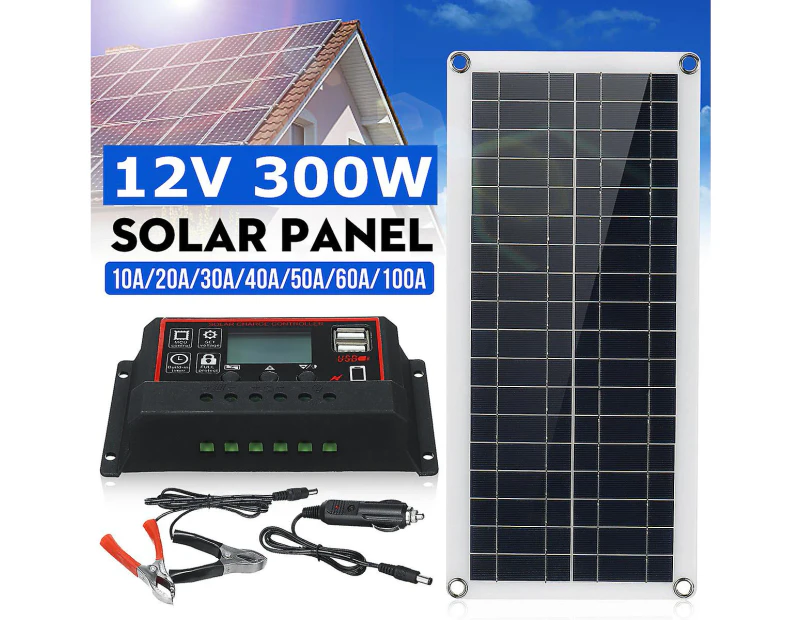 300w Solar Panel Kit 12v Battery Charger 40-100a Controller Caravan Boat Car
