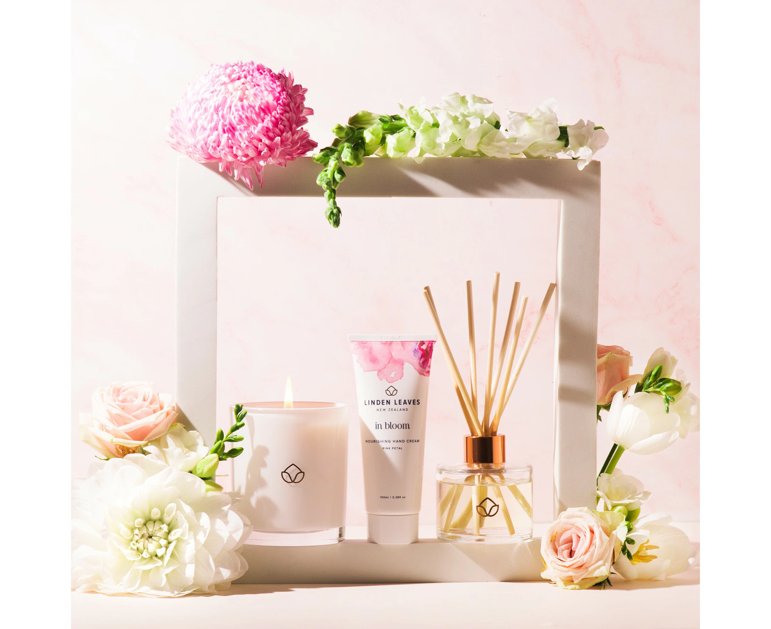 Pink Petal Candle, Diffuser and Hand Cream Gift Set