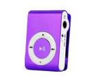 Mini MP3 Player Portable TF Card Slot Metal Clip USB Sport Digital Music Walkman for Running Purple