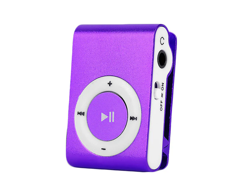 Mini MP3 Player Portable TF Card Slot Metal Clip USB Sport Digital Music Walkman for Running Purple