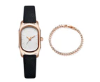Fashion Pink Leather Belt Watches For Women Simple Barrel Dial Ladies Dress Quartz Watch Casual Bracelet Fine Band Wristwatch - Black Bracelet