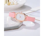 Fashion Pink Leather Belt Watches For Women Simple Barrel Dial Ladies Dress Quartz Watch Casual Bracelet Fine Band Wristwatch - Black Bracelet