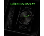 Fashion Mens Watches Luxury Men Business Stainless Steel Quartz Wristwatch Calendar Luminous Clock Man Casual Leather Watch - Leather Gold Blue