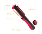 Portable Pen Shape COB LED Flashlight USB Rechargeable Magnetic Work Light Lamp-Orange ABS