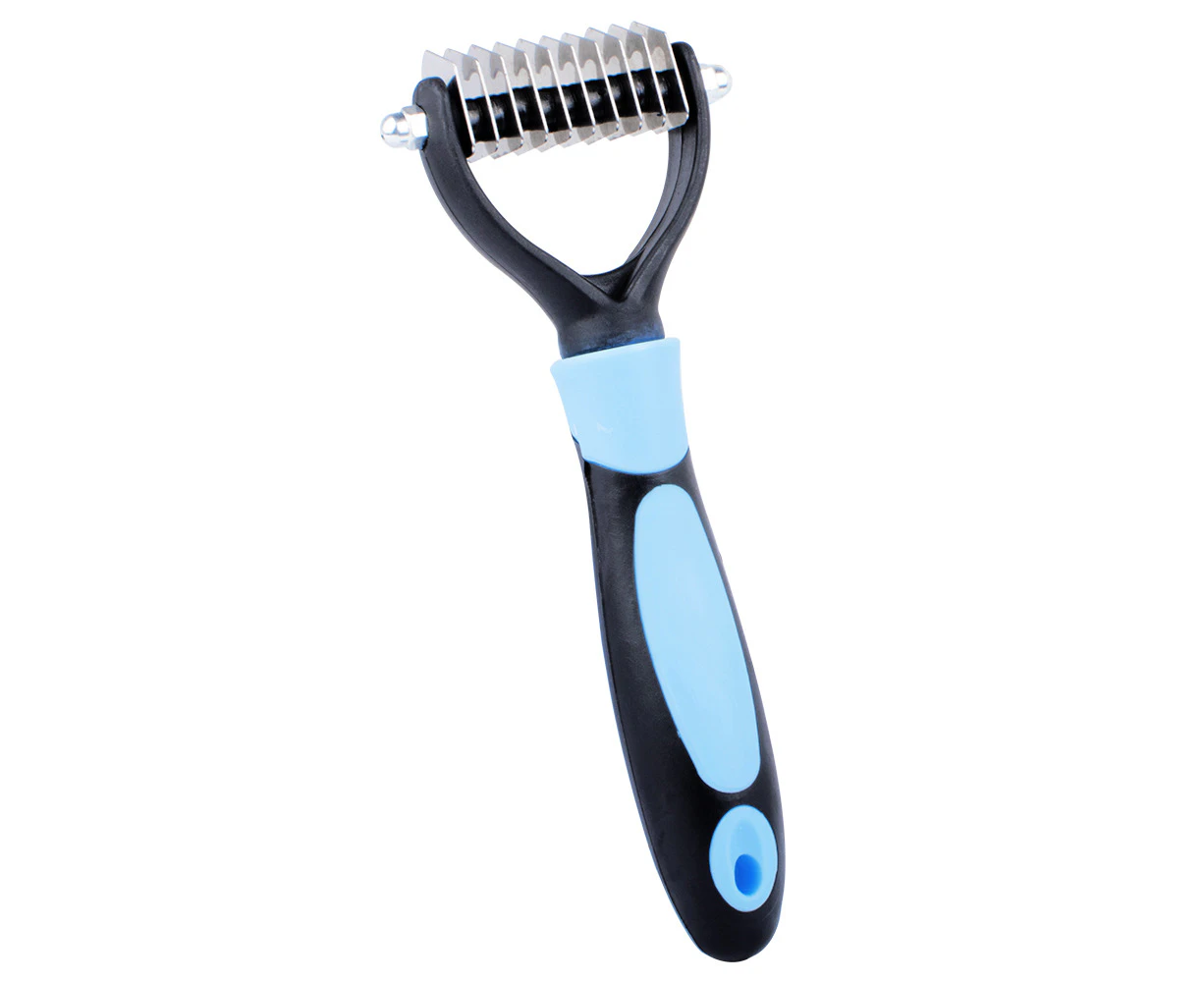 Fun-Undercoat Rake, Pet Grooming Tool - Safe Dematting Comb for Easy Mats & Tangles Removing- Grooming Rake for Cats & Dogs - No More Nasty Shedding and F