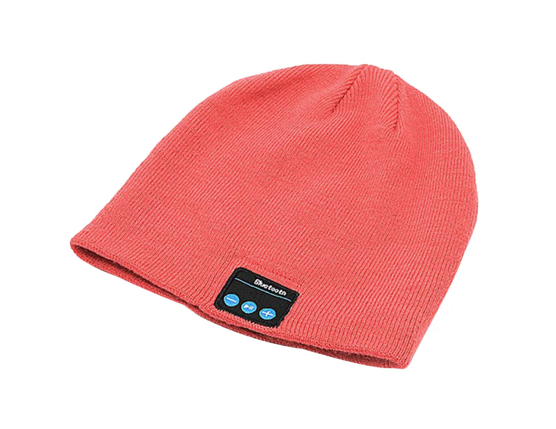 Bluetooth-compatible Earphone Music Knitted Hat Winter Wireless Headset Beanie Cap - Red