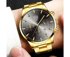 Fashion Mens Watches Luxury Men Business Stainless Steel Quartz Wristwatch Calendar Luminous Clock Man Casual Leather Watch - Steel Silver Black