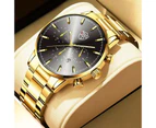 Fashion Mens Watches Luxury Men Business Stainless Steel Quartz Wristwatch Calendar Luminous Clock Man Casual Leather Watch - Steel Silver Black