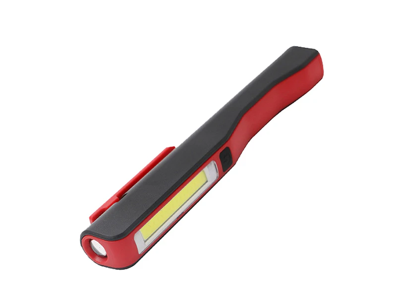 Portable Pen Shape COB LED Flashlight USB Rechargeable Magnetic Work Light Lamp-Red ABS