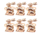 6Pcs Napkin Ring Exquisite Novelty Design Alloy Eye-catching Halloween Christmas Easter Bunny Napkin Ring for Dinner-Rose Gold