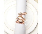 6Pcs Napkin Ring Exquisite Novelty Design Alloy Eye-catching Halloween Christmas Easter Bunny Napkin Ring for Dinner-Rose Gold