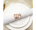 6Pcs Napkin Ring Exquisite Novelty Design Alloy Eye-catching Halloween Christmas Easter Bunny Napkin Ring for Dinner-Rose Gold