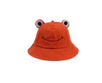 Frog Design Sun Protection Fisherman Hat Children Adults Outdoor Bucket Cap - Tangerine