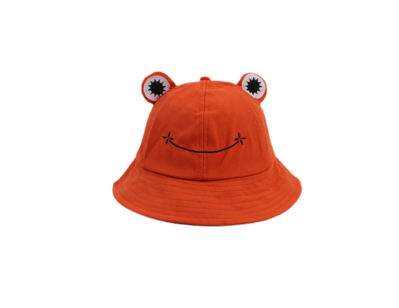 Frog Design Sun Protection Fisherman Hat Children Adults Outdoor Bucket Cap - Tangerine