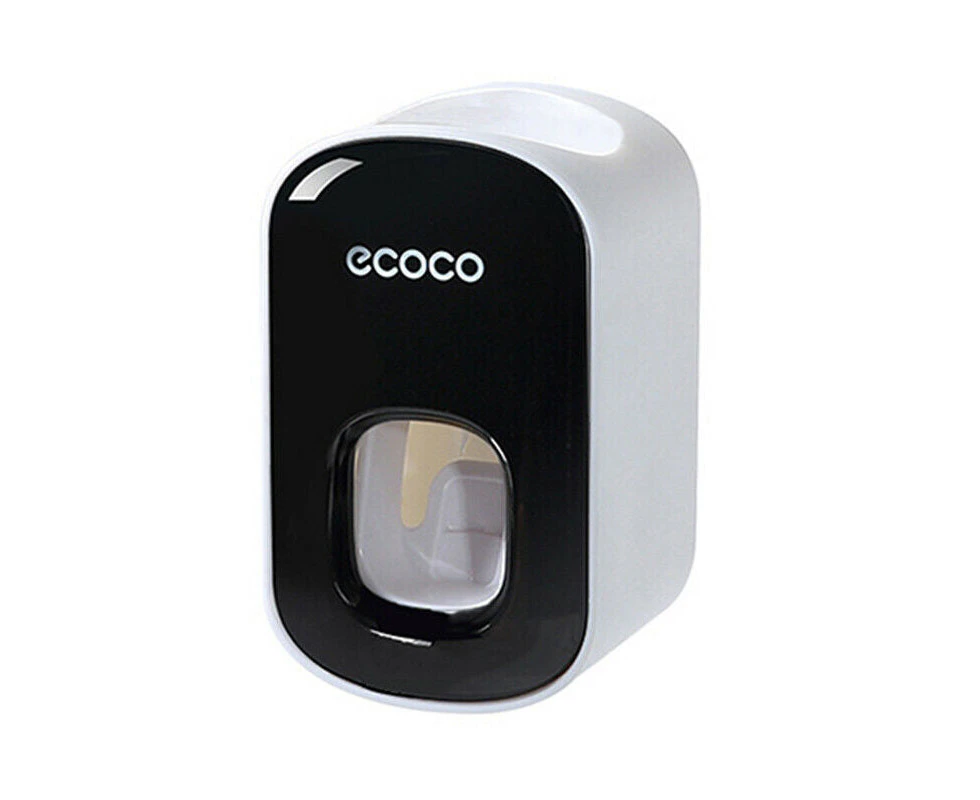 Ecoco Wall mount auto ands Free Toothpaste Dispenser Automatic Toothpaste Squeezer Bathroom Toothpaste Holder Black