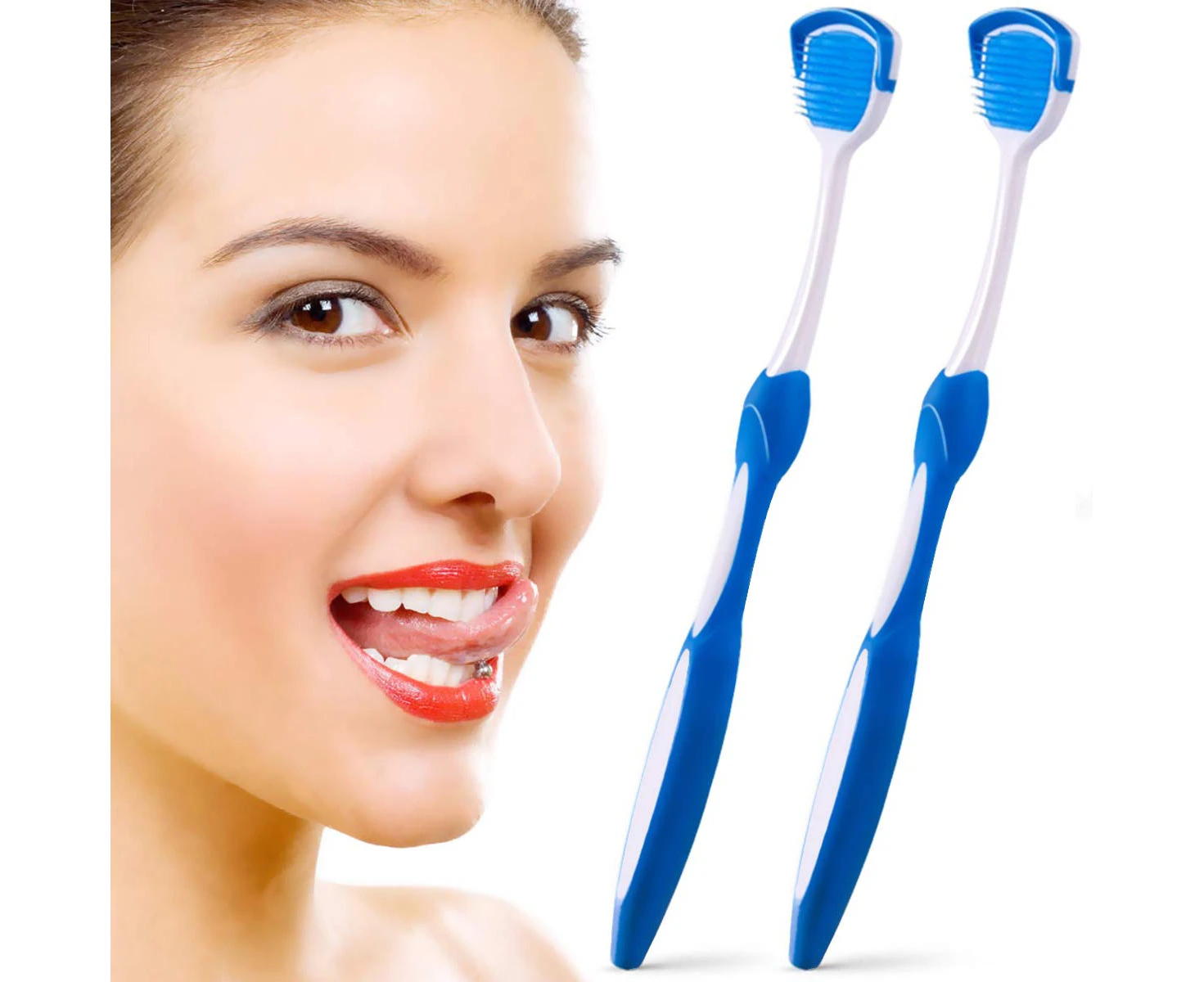 2 Pack  Tongue Brush, Tongue Scraper, Tongue Cleaner Helps Fight Bad Breath, 2 Tongue Scrapers