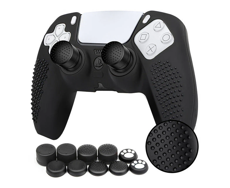 Anti-slip Silicone Cover For Ps5 Controller Case For Playstation 5 Skin Dualshock 5 Ps5 Accessories Thumb Grips Joystick Caps / Black