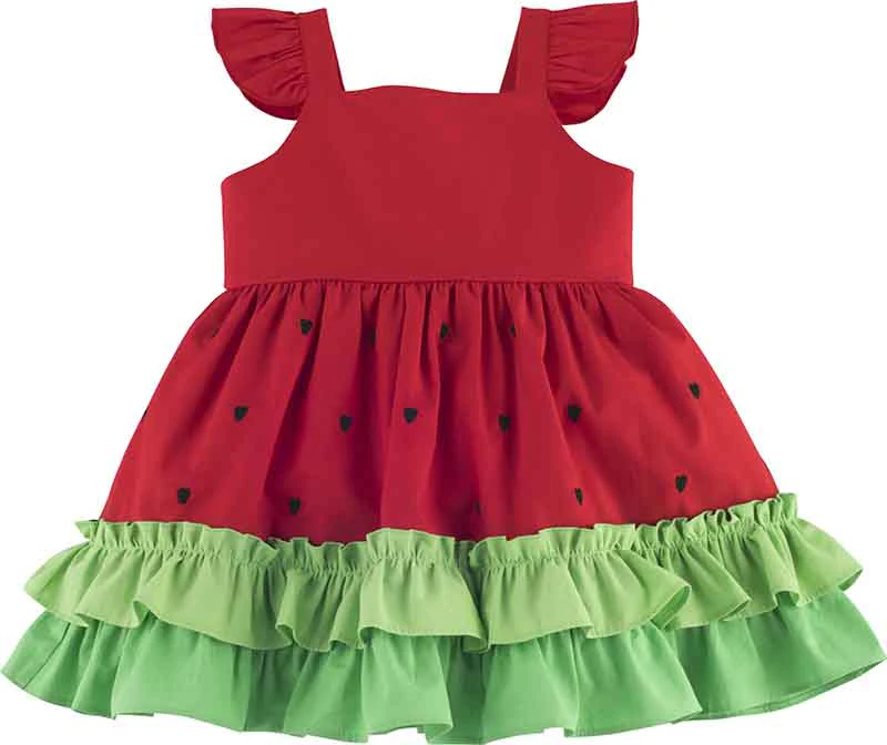 Mamino Girl Watermelon Red Ruffle Dress