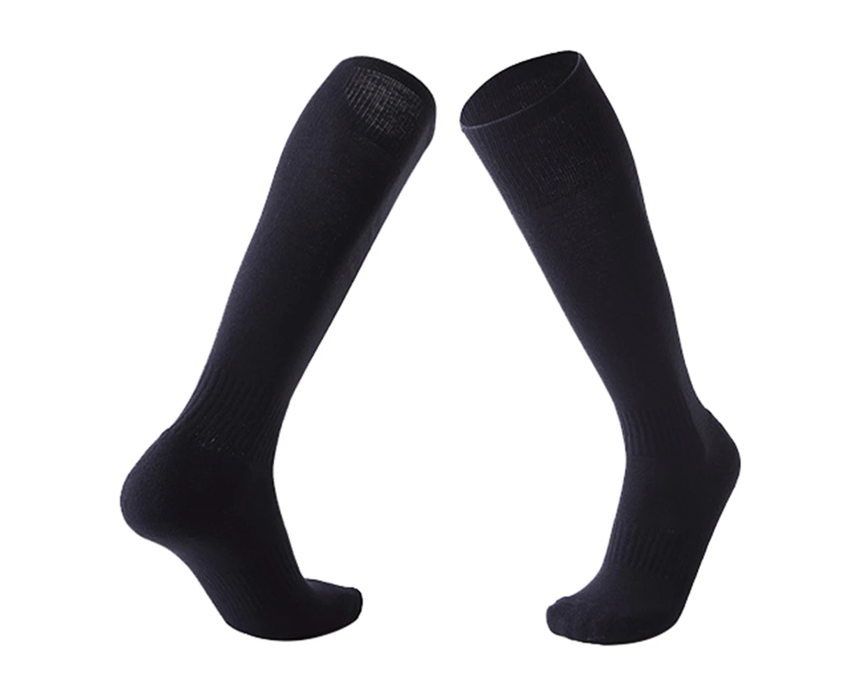 Outdoor Sports Breathable Unisex Hiking Soccer Knee High Compression Tube Socks Black