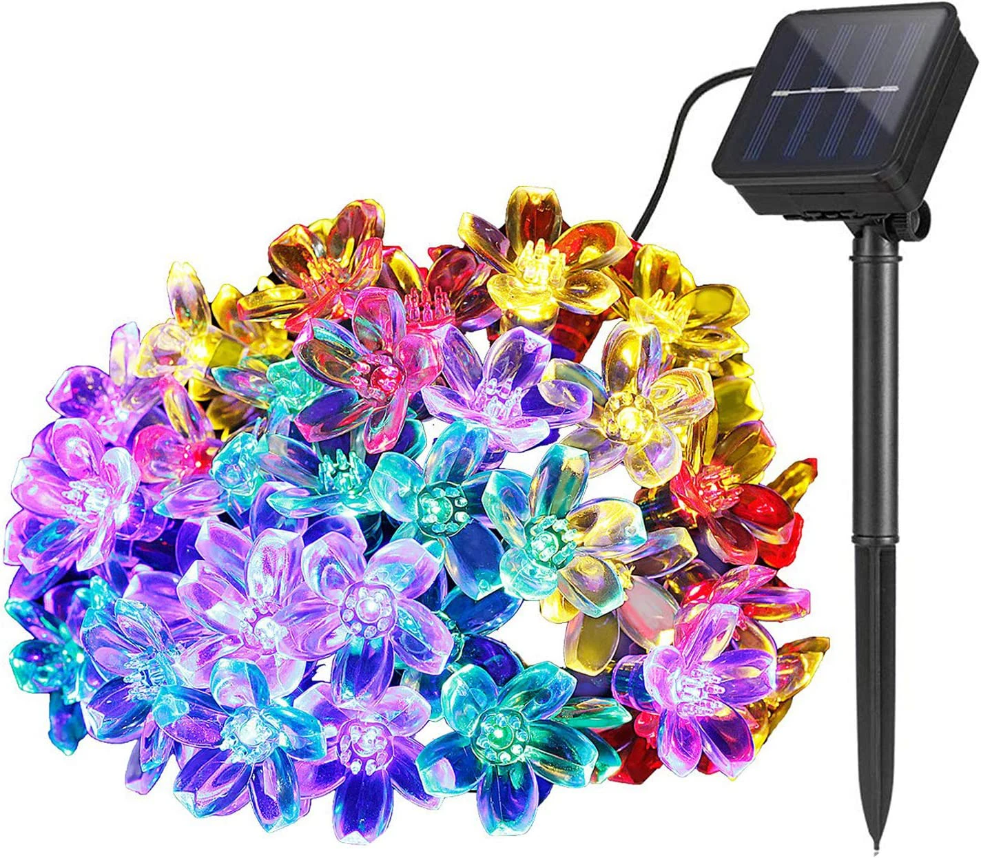 Solar String Lights Outdoor Garden, Led Blooming Flowers Waterproof Solar String Lights Decoration