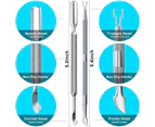 Metal Silver Cuticle Pusher & Cutter Remover, Professional Nail Art & Pedicure Cleaner