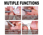 Metal Silver Cuticle Pusher & Cutter Remover, Professional Nail Art & Pedicure Cleaner