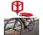 2Pcs Ultralight Double Bearing Bike Pedals Anti-slip Wide Hollow Bike Footboard for MTB-Red