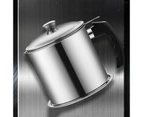 Stainless Steel Grease Container Oil Pot with Strainer for Bacon Fat Cooking Silver