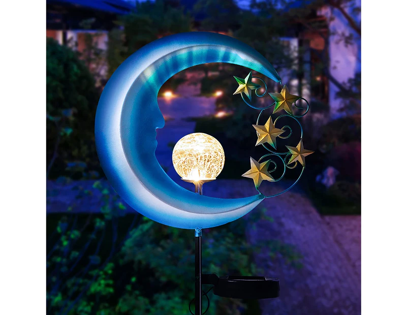 Moon Solar Lights Outdoor Decorative - Waterproof Matal Solar ​Powered Garden Lights - Patio Decorations Outdoor Clearance Lights with Crackle Glass Ball f